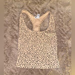 Animal print razorback cropped tank top